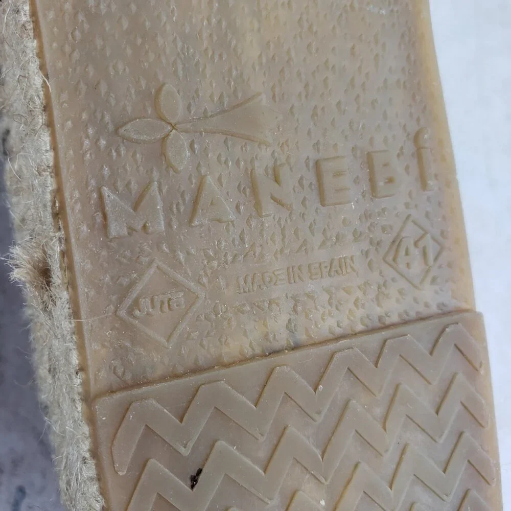 Manebi Hamptons Espadrille Sneaker Platform Jute Gray Suede Leather size 41
